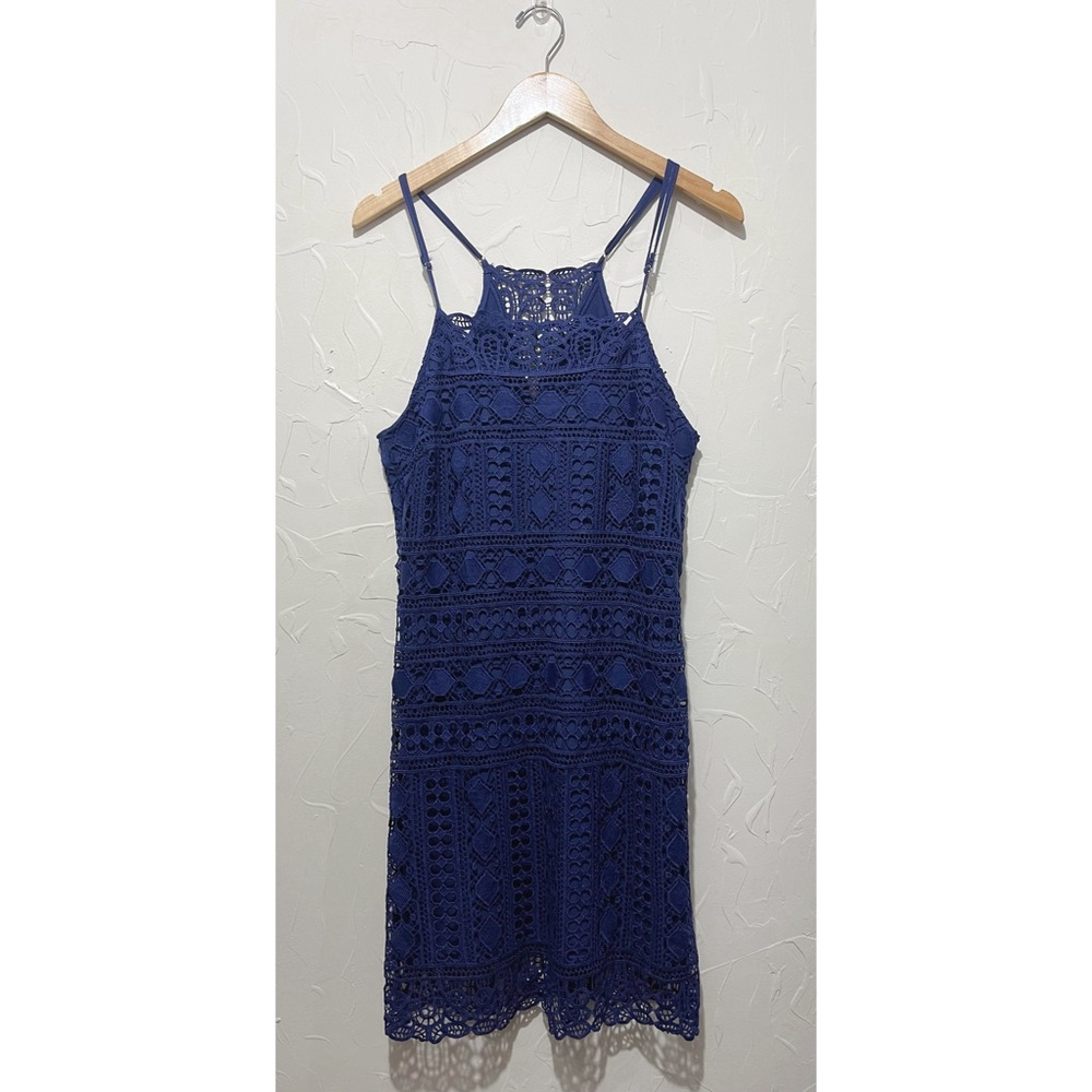 NWT Franchesca’s royal blue lace inset fitted mini dress (small)